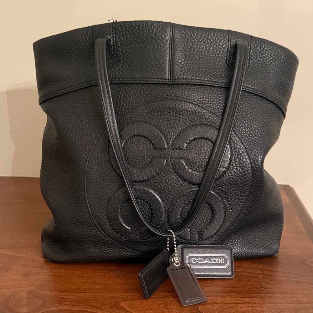 Coach Black Pebbled Leather Tote